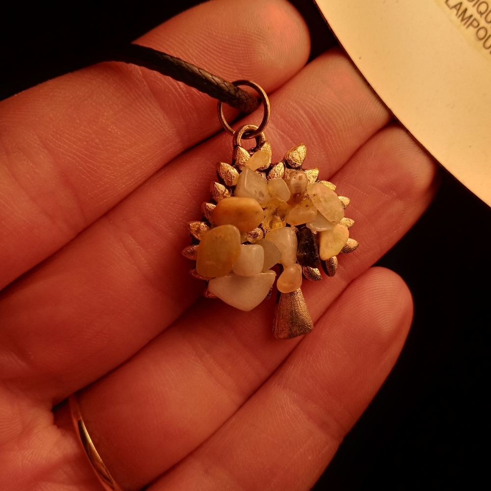 Blue, brown,green stone tree Necklace